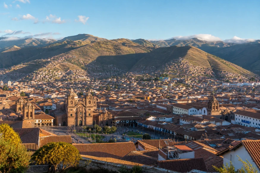 Panoramic view of historic Cusco and the surrounding Andes