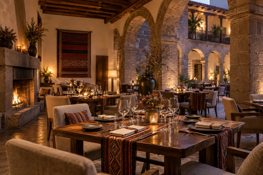Elegant contemporary Peruvian restaurant inside a restored colonial building in Cusco